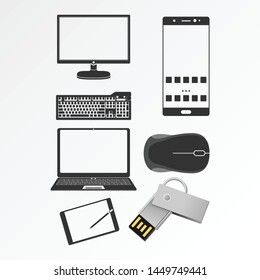 computer and handphone equipment image graphic icon logo design abstract concept vector stock. Can be used as a symbol associated with tech or internet.
