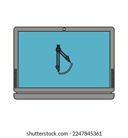 Ilustración del icono del vector del teléfono de la computadora