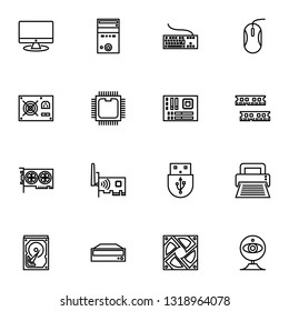 computer hardware and accessories icons set outline or line style vector illustration. computer peripherals. Computer icon you can use for any purpose such a new project, website, add to presentation 