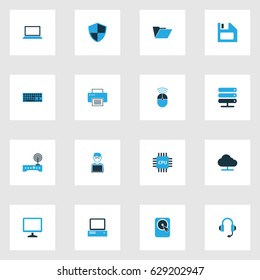 Computer Hardware Colorful Icons Set. Collection Of Keypad, Network, Modem And Other Elements. Also Includes Symbols Such As Mouse, Device, Folder.