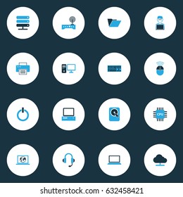 Computer Hardware Colorful Icons Set. Collection Of Connection, PC, Control And Other Elements. Also Includes Symbols Such As Connection, Earphones, Hard.