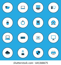 Computer Hardware Colorful Icons Set. Collection Of Keypad, Laptop, Storage And Other Elements. Also Includes Symbols Such As Template, Start, Mouse.