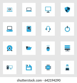 Computer Hardware Colorful Icons Set. Collection Of Display, Winchester, Computer And Other Elements. Also Includes Symbols Such As Display, Peripheral, Monitor.