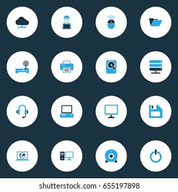 Computer Hardware Colorful Icons Set. Collection Of Camera, File, Earphones And Other Elements. Also Includes Symbols Such As Router, Modem, Headphone.