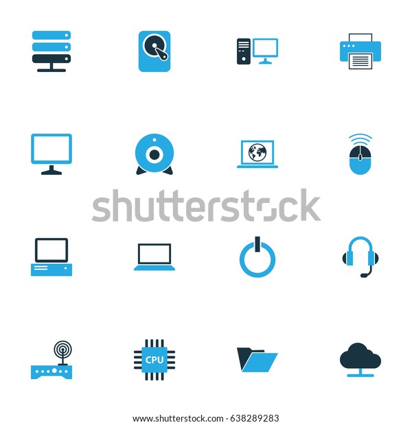Computer Hardware Colorful Icons Set. Collection\
Of Camera, Power, Print And Other Elements. Also Includes Symbols\
Such As Web, File,\
Storage.