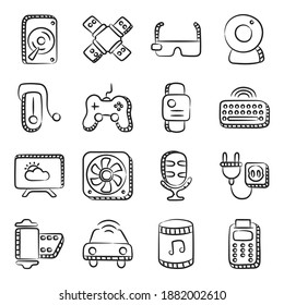 
Computer Hardware Doodle Icons Pack 