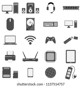 Computer Input Output Devices Icons Set Stock Vector (Royalty Free ...