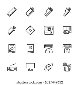 Computer hardware and equipment line icon set. Editable stroke vector, isolated at white background