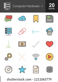 Computer & Hardware Filled Line Icons