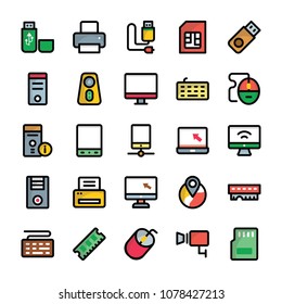 Computer and Hardware Flat Icons Collection 