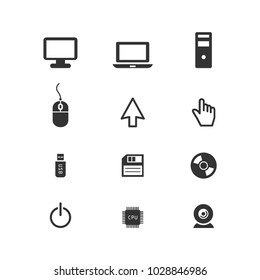 Computer hardware flat icons, vector, illustration. Design for website. Isolate on white background.