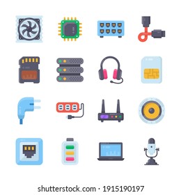 Computer and Hardware Flat Icons - Vectors