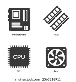 Computer hardware. Flat vector illustration. White background.