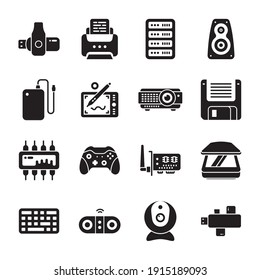 Computer and Hardware Glyph Icons - Solid, Vectors