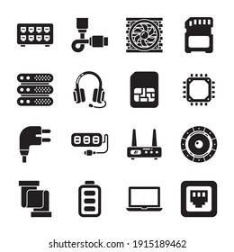 Computer and Hardware Glyph Icons - Solid, Vectors