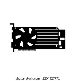 Computer hardware graphics card icon | Black Vector illustration |