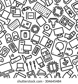 Computer Hardware Hand Drawn Seamless conic Pattern 
