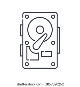Computer hardware icon, linear isolated illustration, thin line vector, web design sign, outline concept symbol with editable stroke on white background.