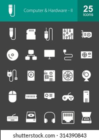 Computer and Hardware icon set. Can also be used for computer network, connection. Suitable for web apps, mobile apps and print media.