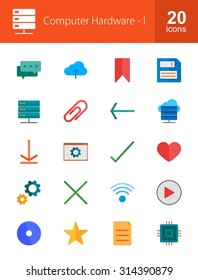 Computer and Hardware icon set. Can also be used for computer network, connection. Suitable for web apps, mobile apps and print media.