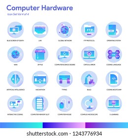 Computer Hardware Icon Set. Modern gradient style. Vector EPS 10