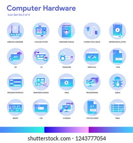 Computer Hardware Icon Set. Modern gradient style. Vector EPS 10