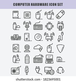 computer hardware icon set vector