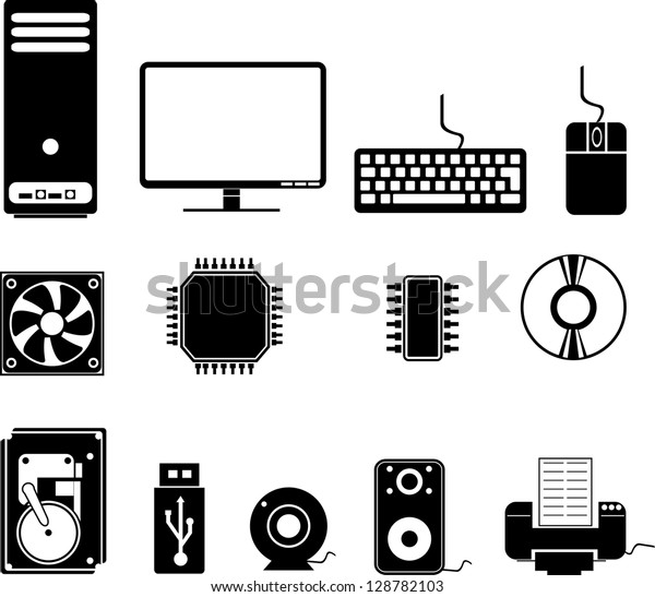 Computer Hardware Icons Stock Vector (Royalty Free) 128782103 ...