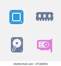 Computer Hardware Icons. Ants Series. Simple glyph style icons designed on a 32x32 pixel grid.