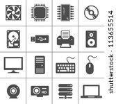 Computer Hardware Icons. PC Components. Simplus series. Each icon is a single object (compound path)