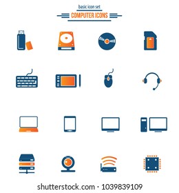 Computer Hardware Icons. PC Components. 