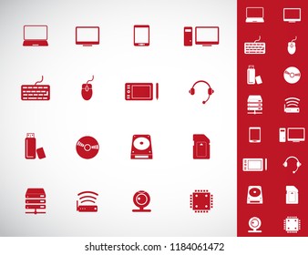 Computer Hardware Icons. PC Components. 