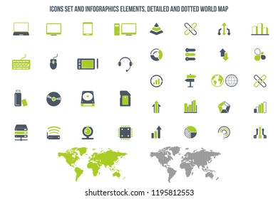 Computer Hardware Icons. PC Components. 