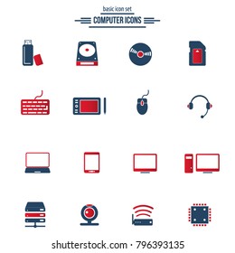 Computer Hardware Icons. PC Components. 