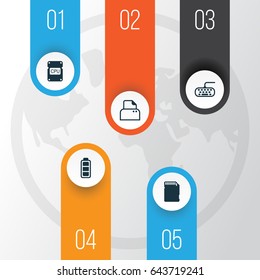 Computer Hardware Icons Set. Collection Of Cpu, File Scanner, Memory Card And Other Elements. Also Includes Symbols Such As Computer, Keypad, Processor.