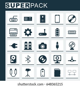 Computer Hardware Icons Set. Collection Of Cd-Rom, Hdd, Blank Cd And Other Elements. Also Includes Symbols Such As Photo, Memory, Cd.