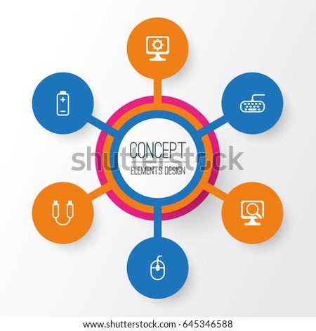 Computer Hardware Icons Set. Collection Of PC, Computer Keypad, Control Device And Other Elements. Also Includes Symbols Such As Cursor, Scan, Computer.