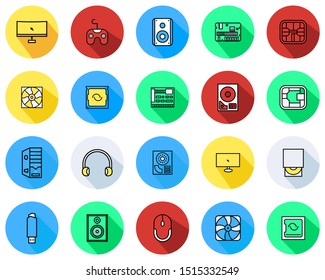 Computer And Hardware icons set - Flat Vector