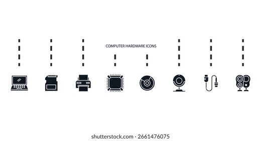 ícones de hardware de computador definidos isolados no plano de fundo branco Design de estilo plano