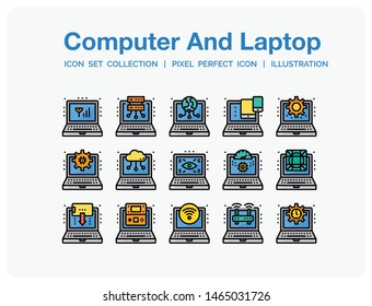Computer Hardware Icons Set. UI Pixel Perfect Well-crafted Vector Thin Line Icons. The illustrations are a vector.