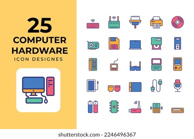 Computer and Hardware Icons Set vector design