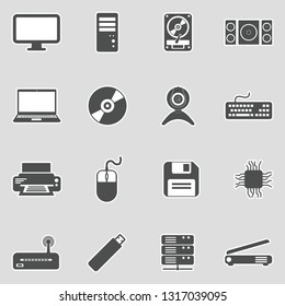 Computer Hardware Icons. Sticker Design. Vector Illustration.
