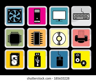 Computer Hardware Icons, vector