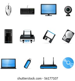 Computer Hardware Icons - Vector Illustration