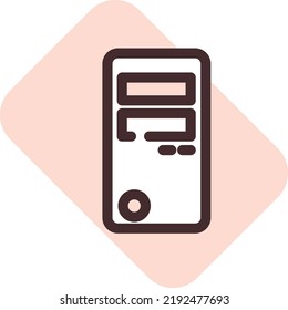 Computer hardware, illustration, vector on a white background.