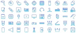 Computer Hardware Line Gradient Icon pictogram symbol visual illustration Set