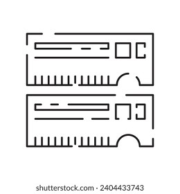 Computer hardware line icon. Graphic card or processor and RAM. GPU or CPU and cooler. Case with motherboard. Vector SSD cable with fan. Computer details