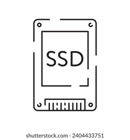 Computer hardware line icon. Graphic card or processor and RAM. GPU or CPU and cooler. Case with motherboard. Vector SSD cable with fan. Computer details