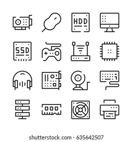 Computer Hardware Line Icons Set. Modern Graphic Design Concepts, Simple Outline Elements Collection. Vector Line Icons