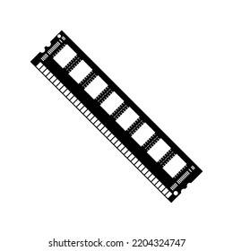 Computer hardware memory card icon | Black Vector illustration |